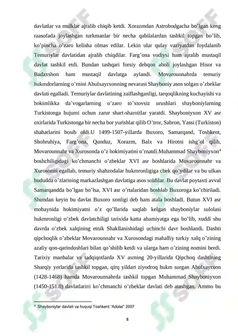 Shayboniylar davlatida qo’shin tuzilishi 7