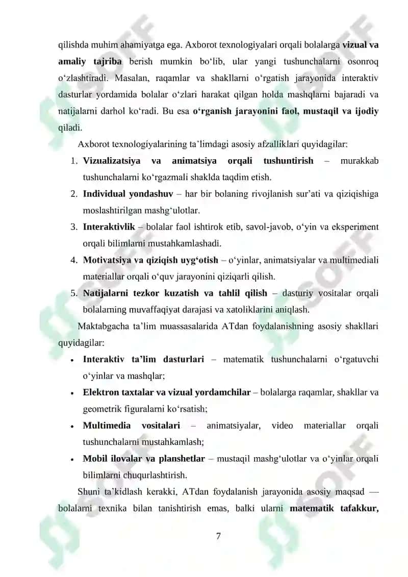 Maktabgacha yoshdagi bolalarning matematik tafakkurini rivojlantirishda axborot texnologiyalaridan foydalanish 7