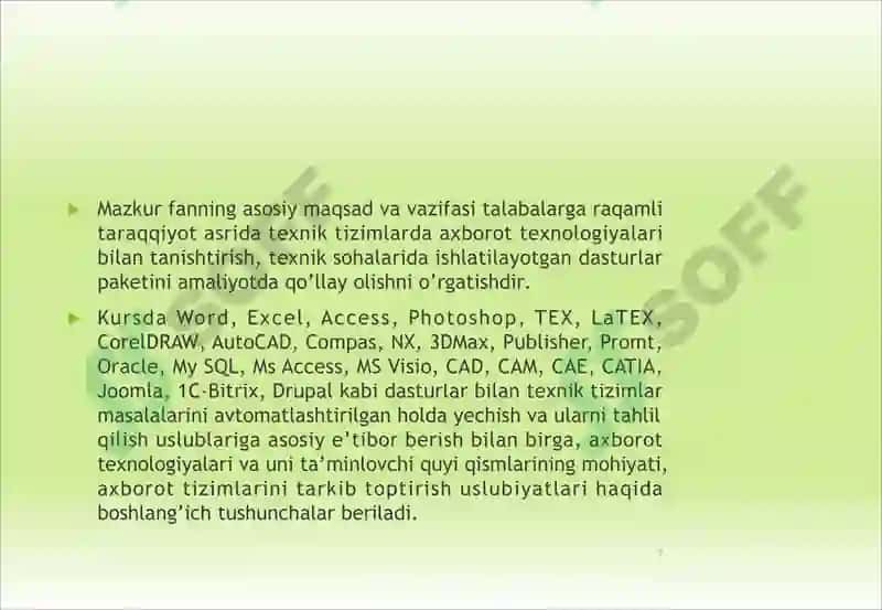 Texnik tizimlarda axborot texnologiyalari 7