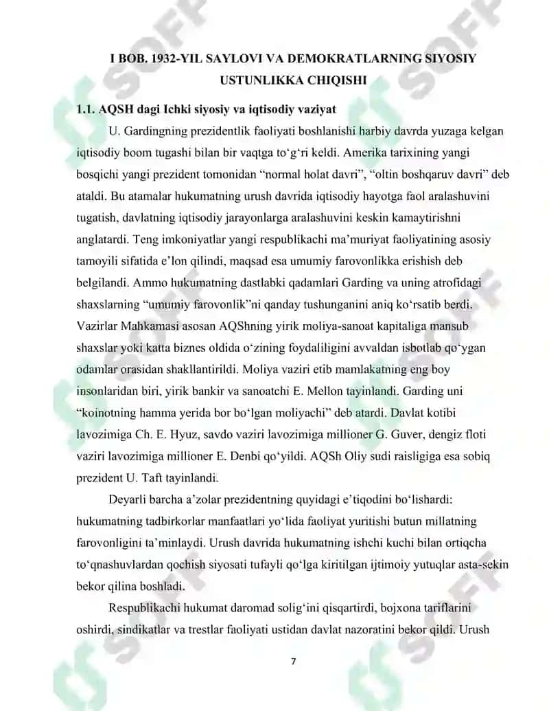 1932-YIL PREZIDENT SAYLOVLARIDA DEMOKRATLAR G'ALABASI VA F.D.RUZVELTNING NEOLIBERALIZM G'OYASI 7