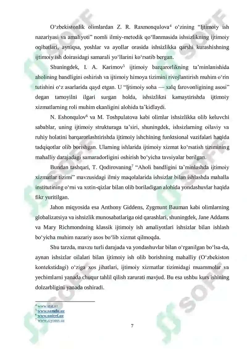 Ishsizlar va ular oilalar bilan ijtimoiy ishning alohida jihatlari 7