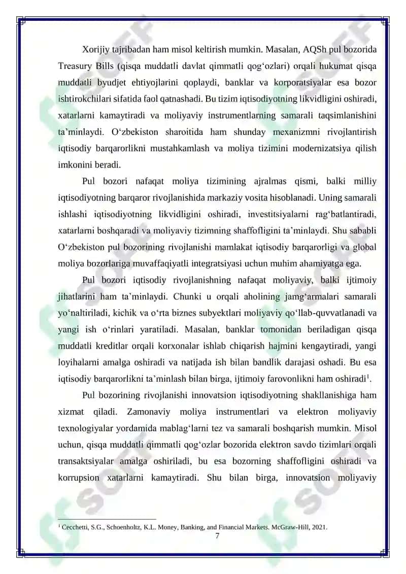 O‘zbekiston pul bozorini xorij tajribasi asosida rivojlantirish imkoniyatlari 7