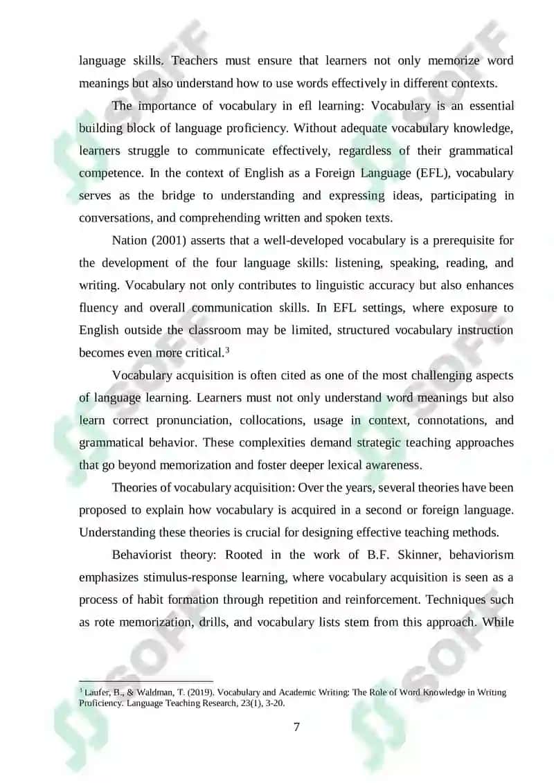 Effective Methods of Teaching Vocabulary in EFL Classes 7