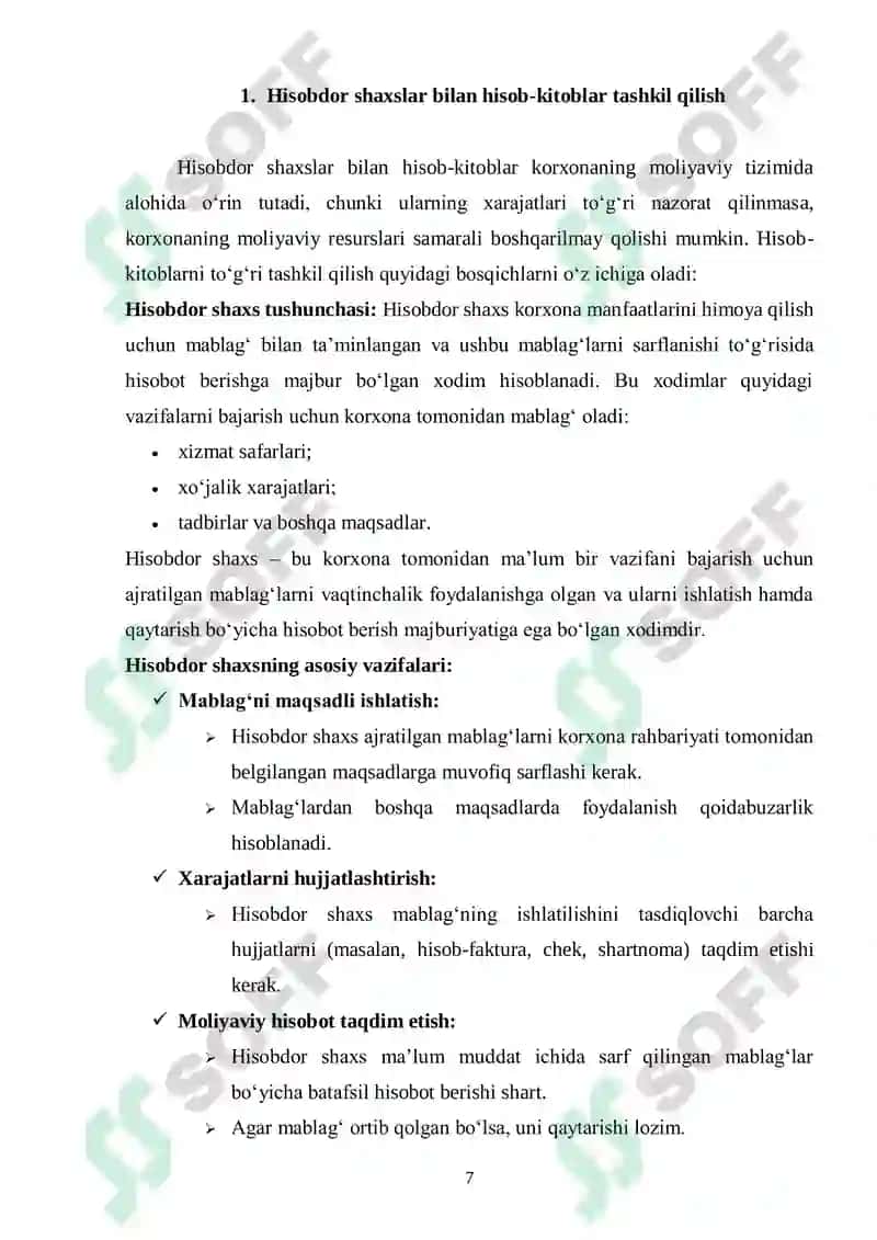 Hisob-kitoblar hisobi 7