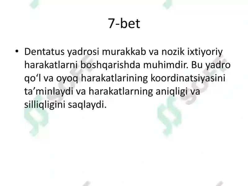 Serebellum va Miyaning Yadrolari 8