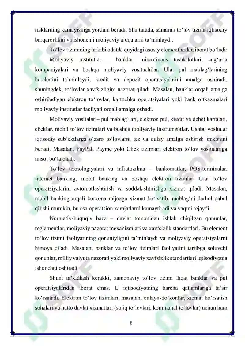 Zamonaviy iqtisodiyotda to‘lov tizimini modellashtirish masalalari 8