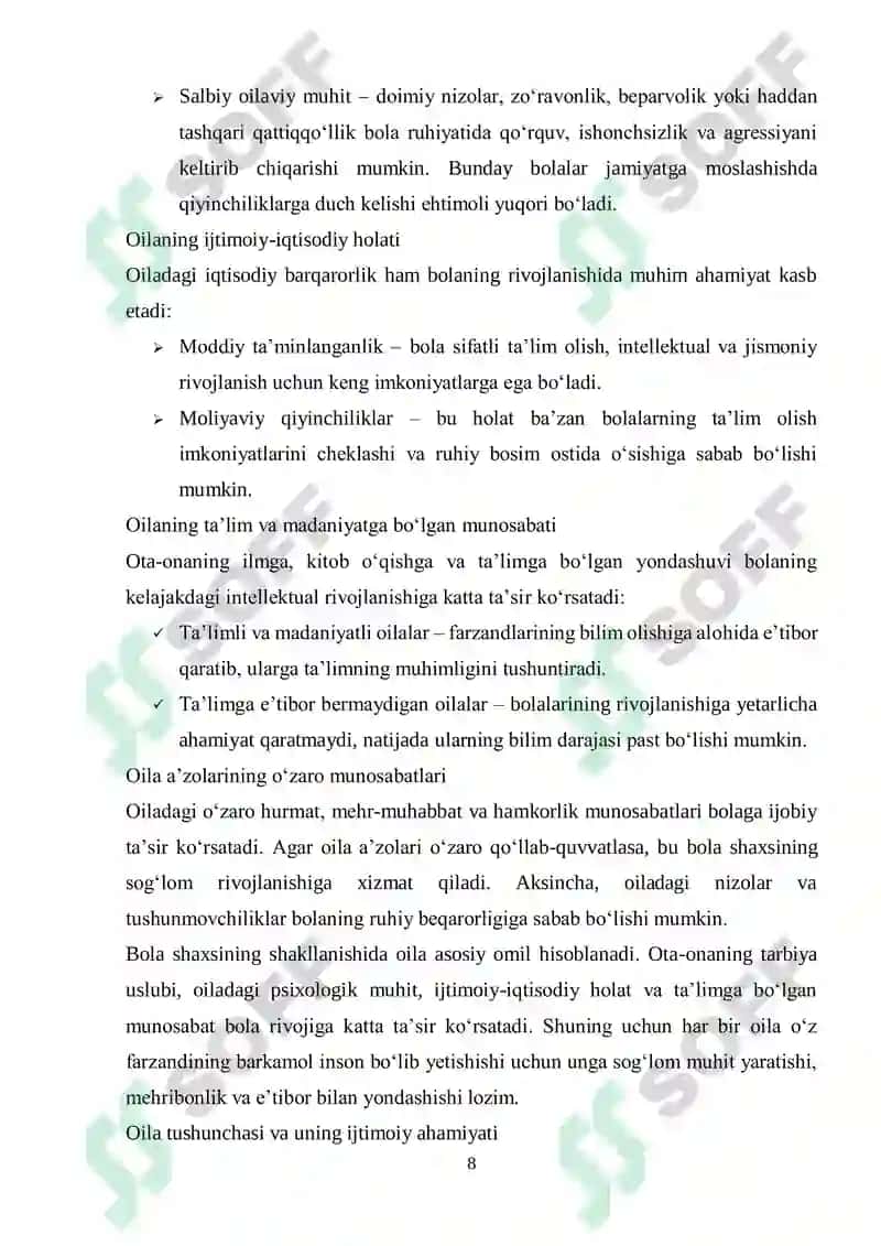 Bolaning shaxs bo‘lib shakllanishida oila ahamiyati 8