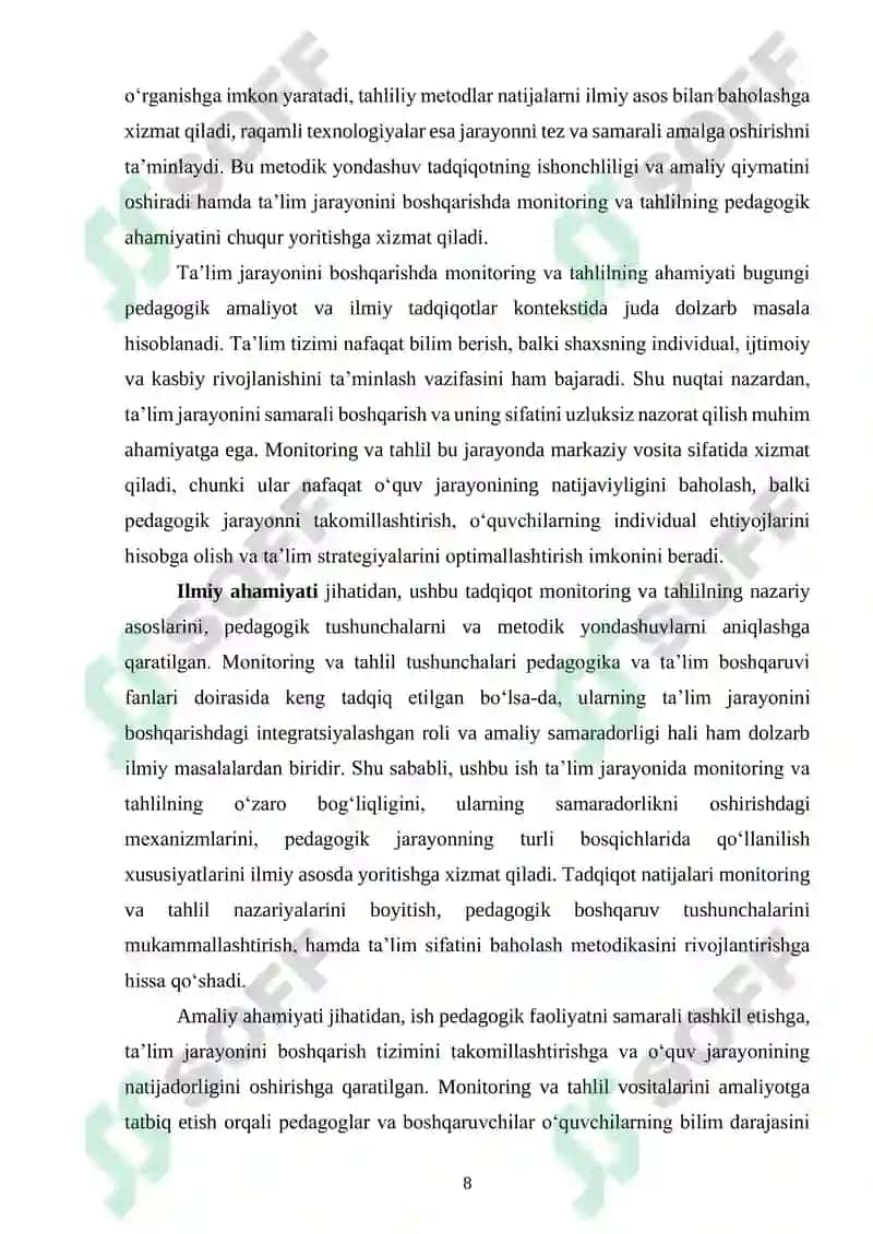 Ta'lim jarayonini boshqarishda monitoring va tahlilning ahamiyati 8