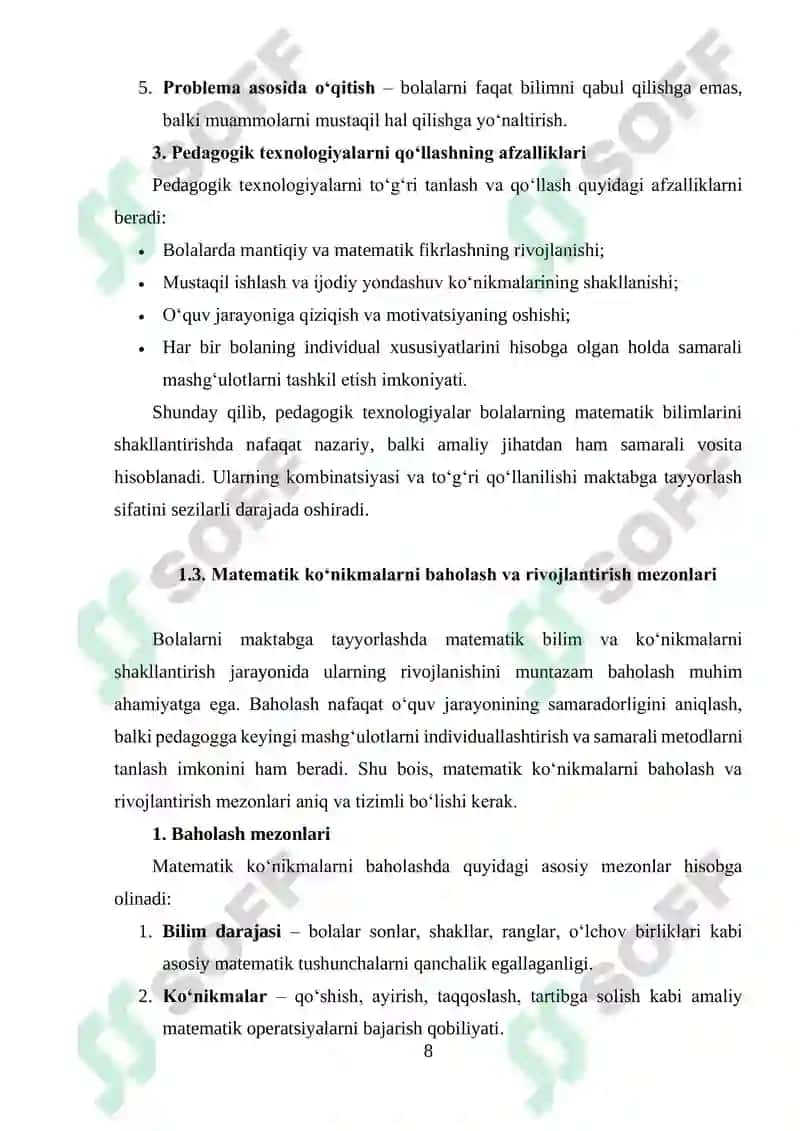 Bolalarda Elementar Matematik Tasavvurni Shakllantirish 8