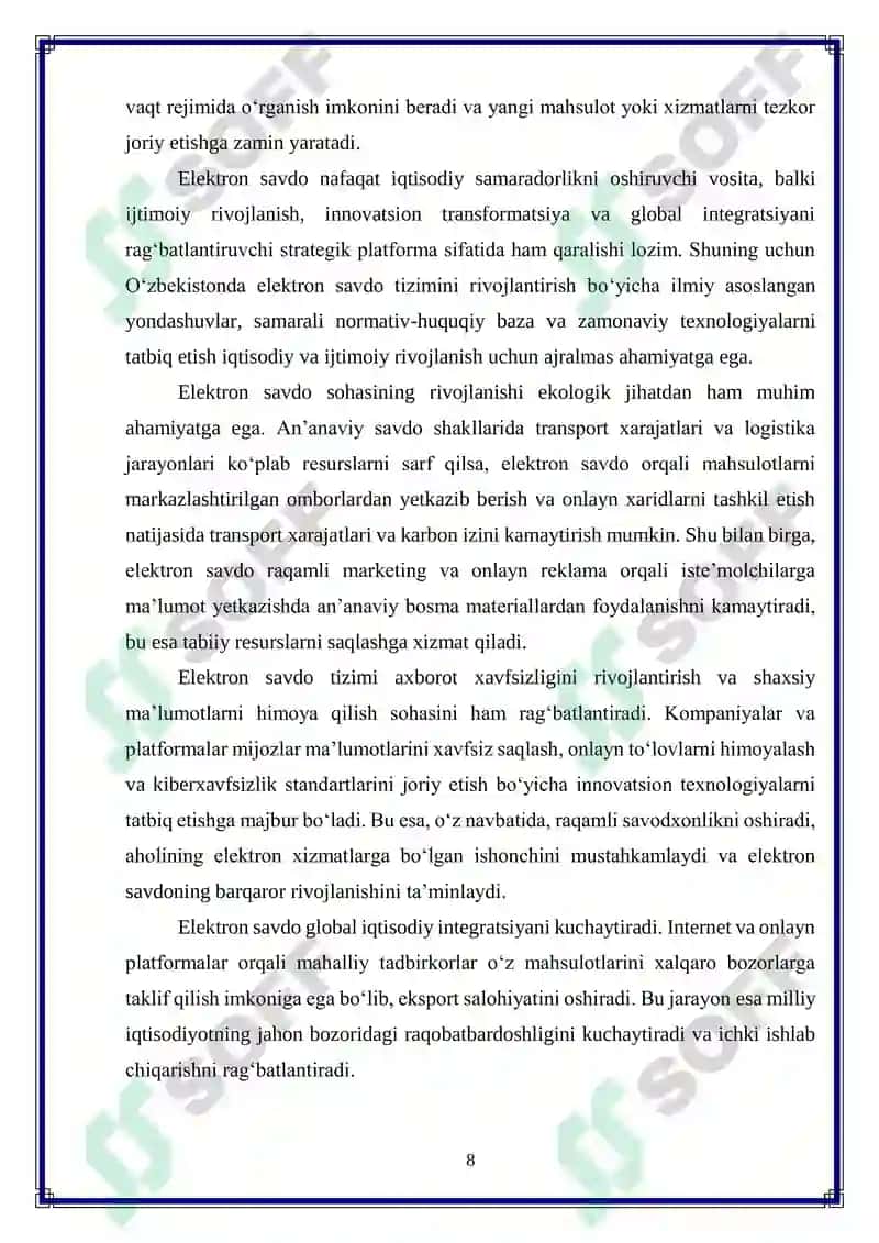 O‘zbekistonda elektron savdo tizimini rivojlantirish muammolari va istiqbollari 8