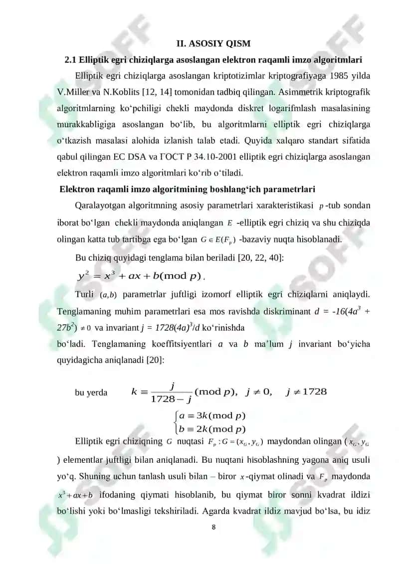 ГОСТ Р 34.10-2001 elektron raqamli imzo algoritmi tadqiqi 8