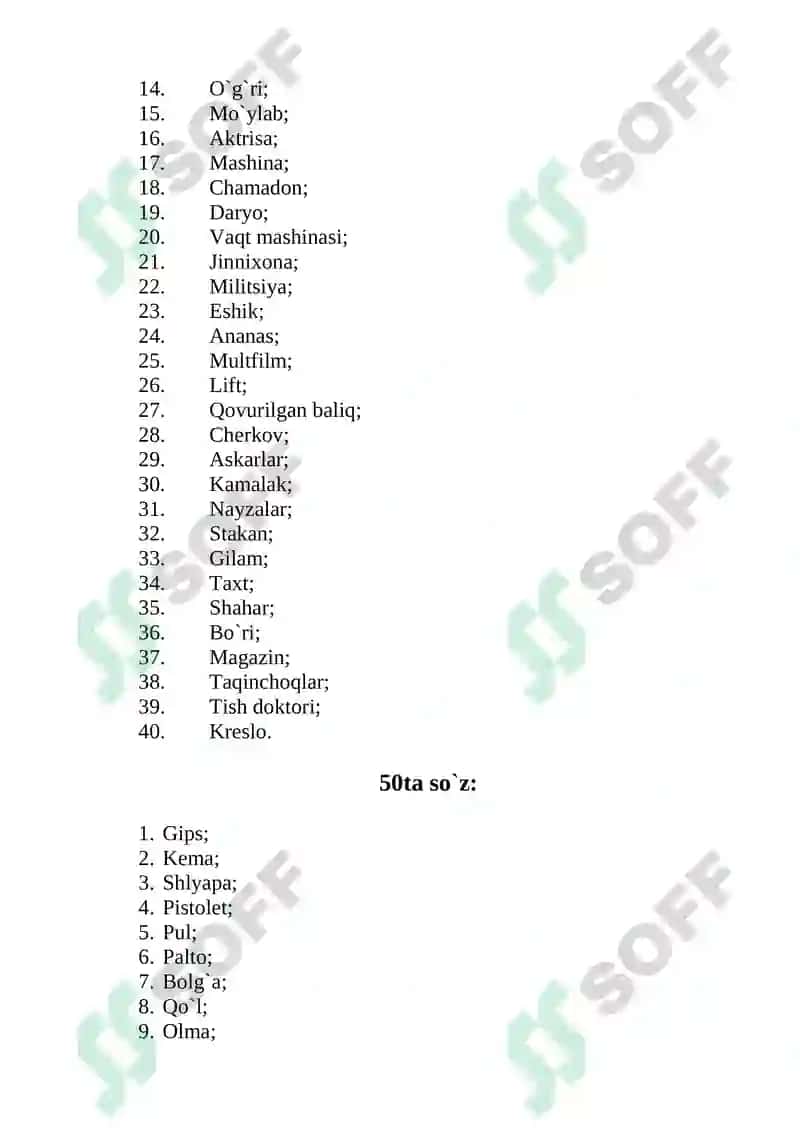 4-darajali Mnemonika mashqlari 8