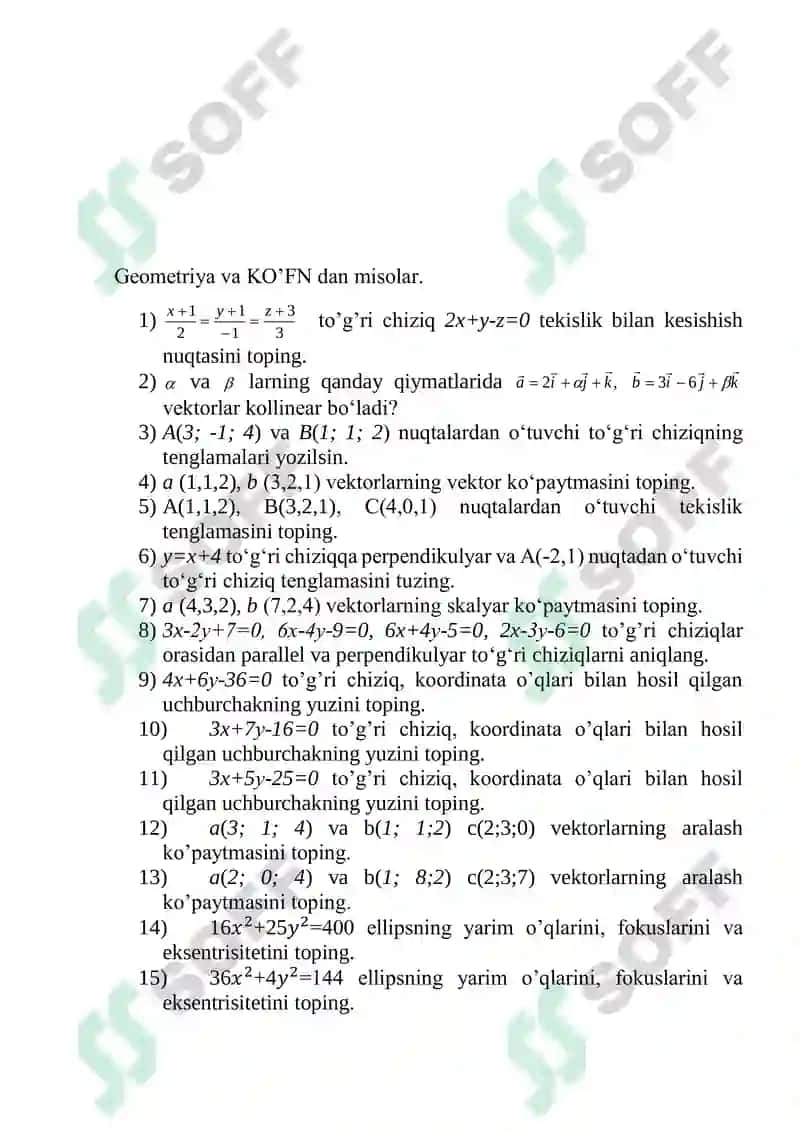Matematika va kompleks analiz,algebra fanlaridan atestatsiya 8