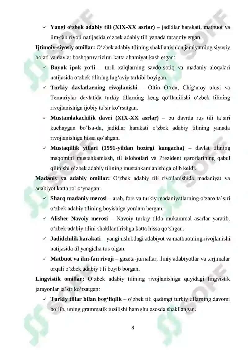 HOZIRGI OʻZBEK ADABIY TILINING TARIXIY ILDIZLARI 8