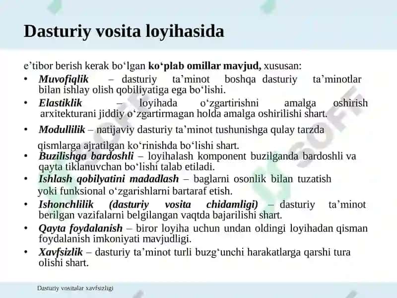 Dasturiy vositalar arxitekturasi va loyihalash 8