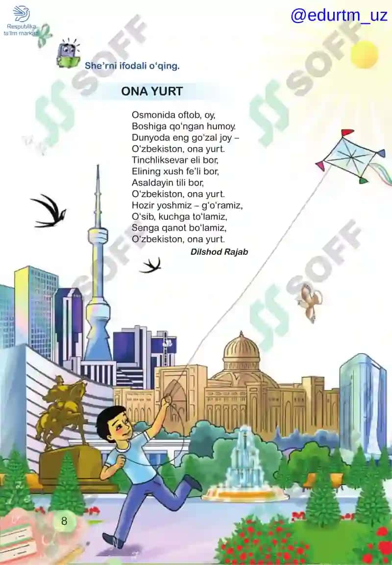 Ona tili va o‘qish savodxonligi. 1-qism [Matn]: 3-sinﬁ uchun darslik 8