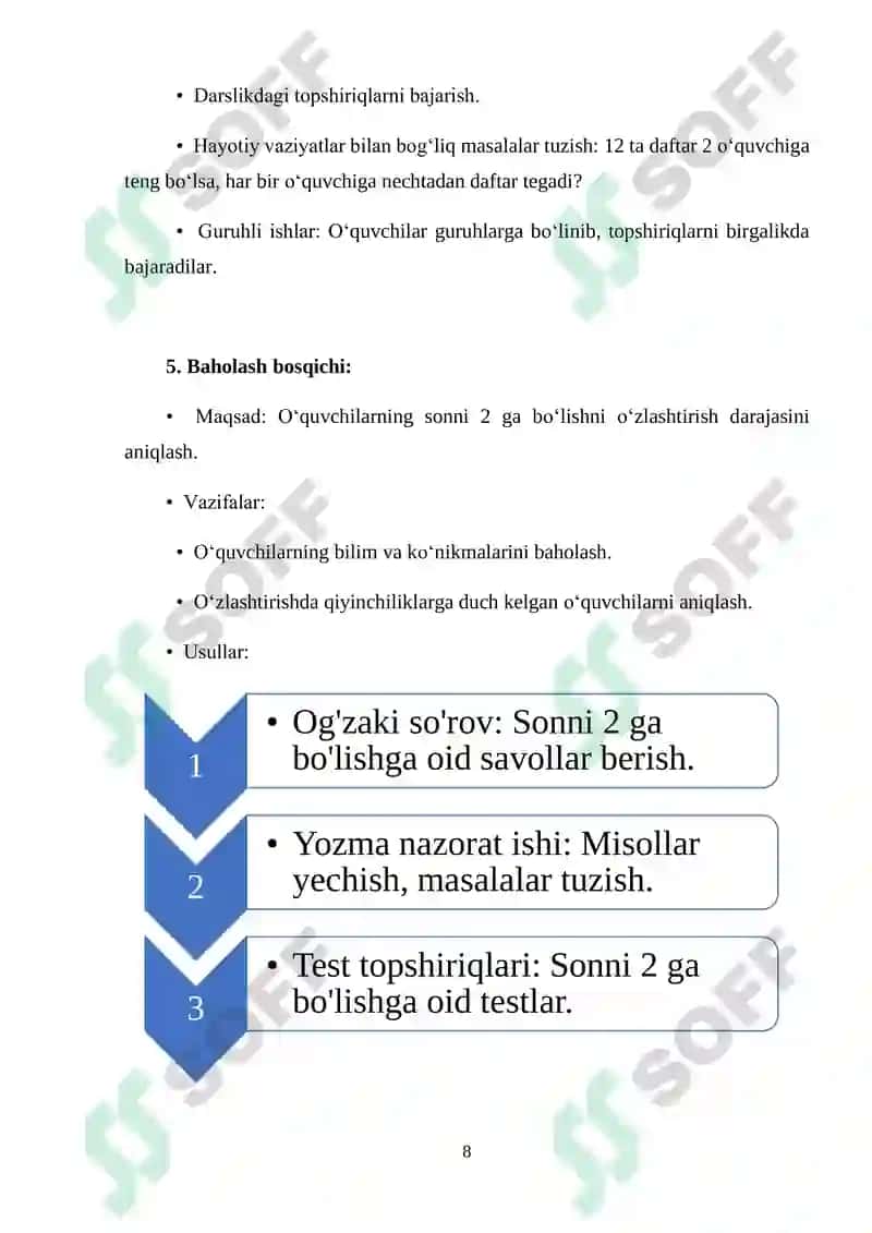 "SONNI 2 GA BO‘LISHNI O‘RGATISH METODIKASI" 8