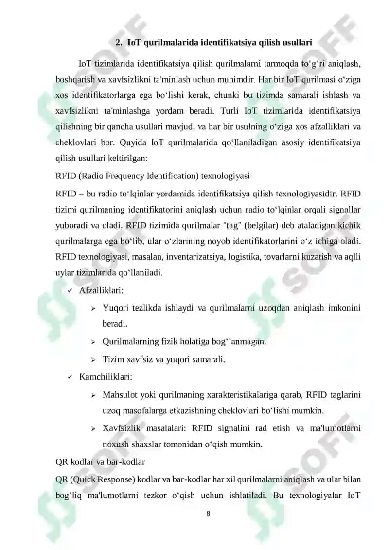 IoT qurilmalari va tarmoqlarida identifikatsiya qilish texnologiyalari 8