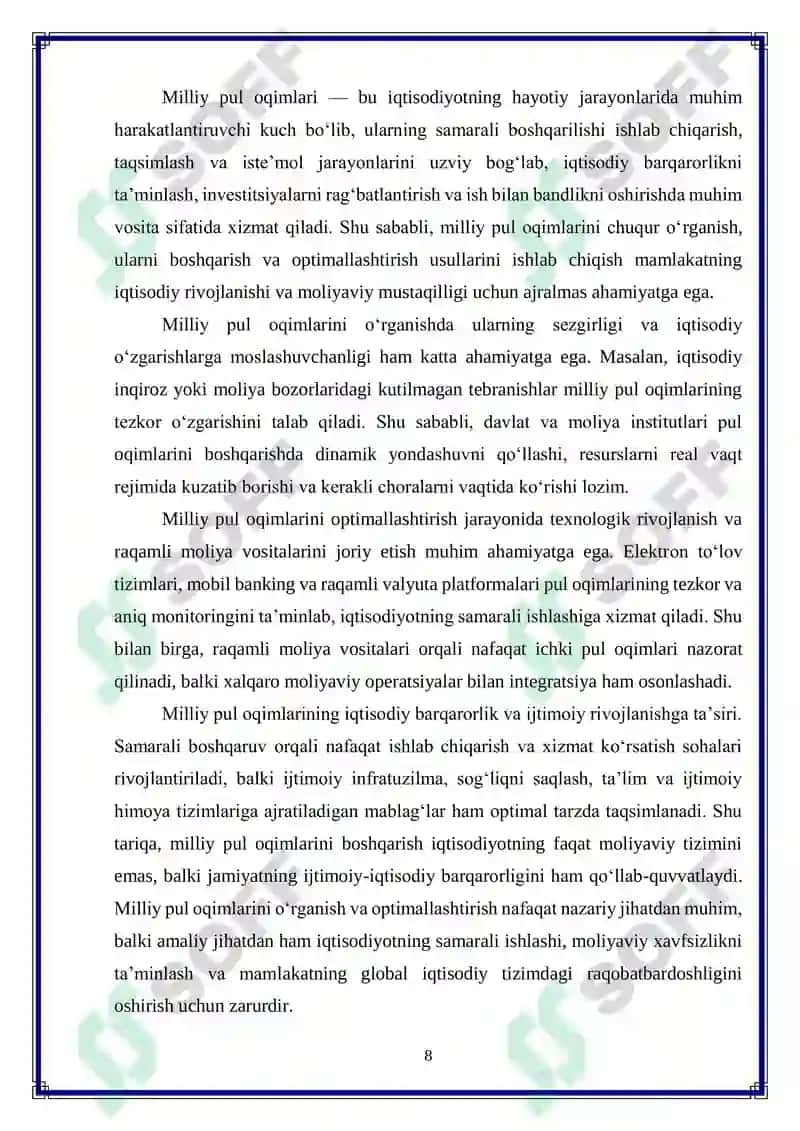 Milliy va xalqaro pul oqimlarini samarali boshqarish va optimallashtirish yo‘llari 8