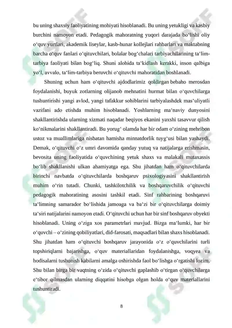 "Sinf majlislarining oʻtkazish metodikasi pedagogik ta‘siri" 8
