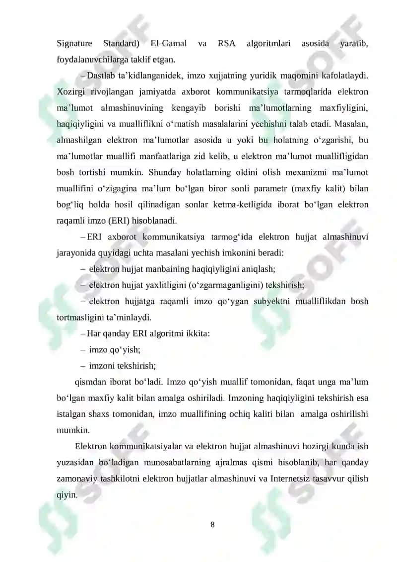 DSА ERI STANDARTI 8