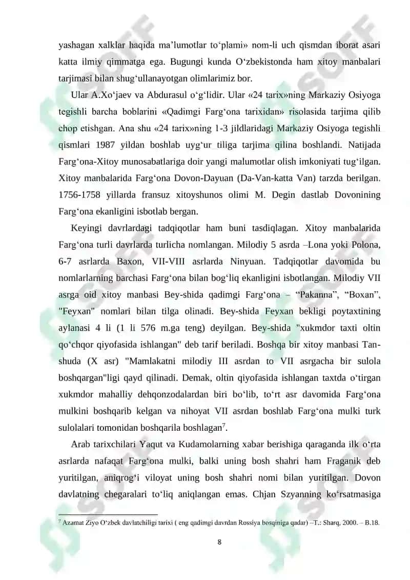 Qadimgi davlatlarning Xitoy bilan munosabatlari. Davan davlati 8