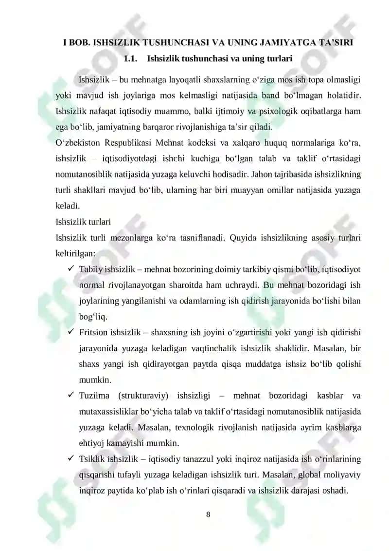 "Ishsizlar va ular oilalar bilan ijtimoiy ishning alohida jihatlari" 8