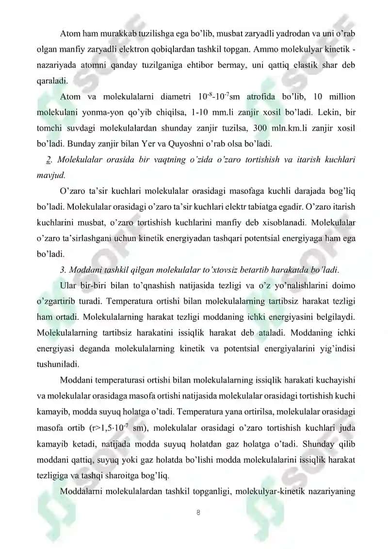 Molekulyar fizika va termodinamika 8