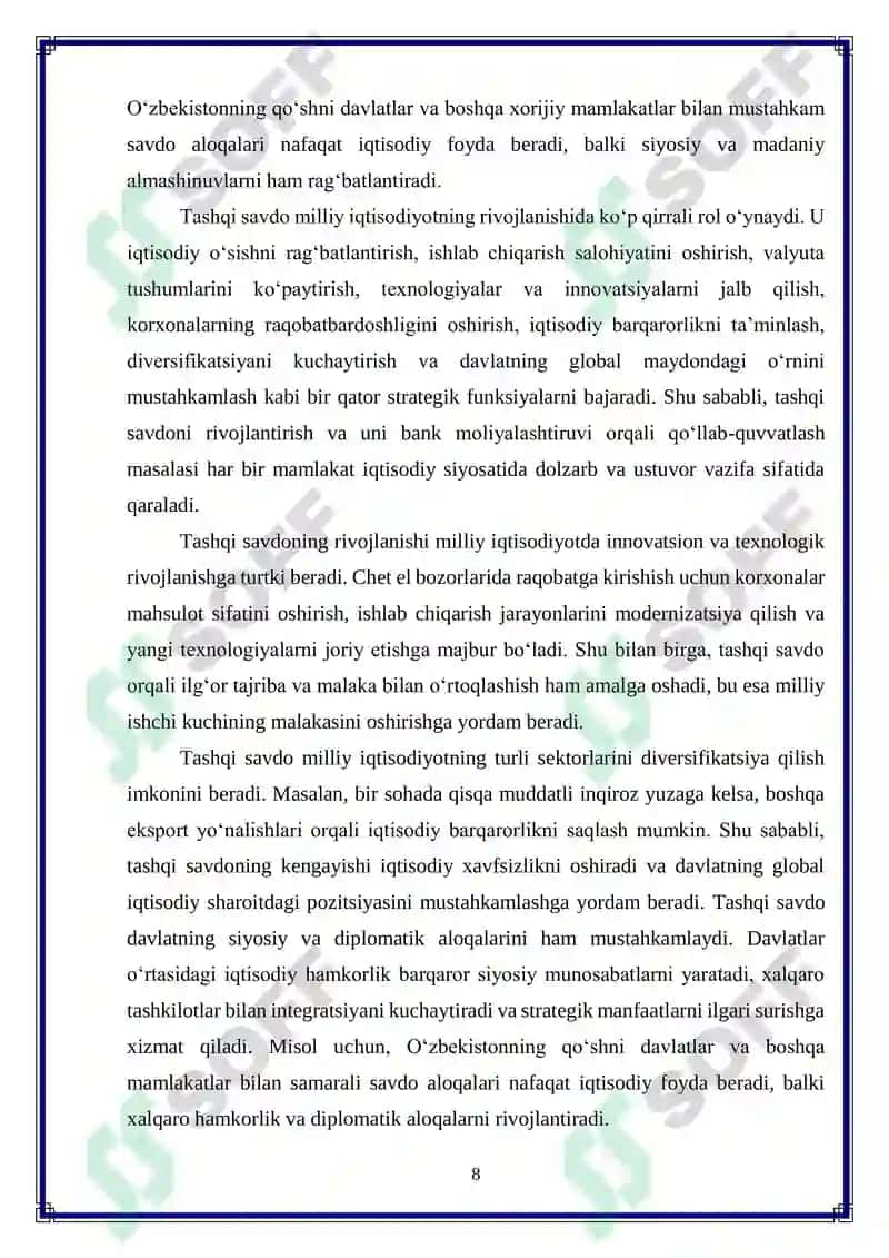 Tashqi savdoni bank moliyalashtiruvi usullarini takomillashtirish 8