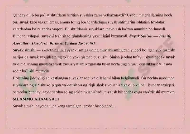 Suyak sinishining turlari 8