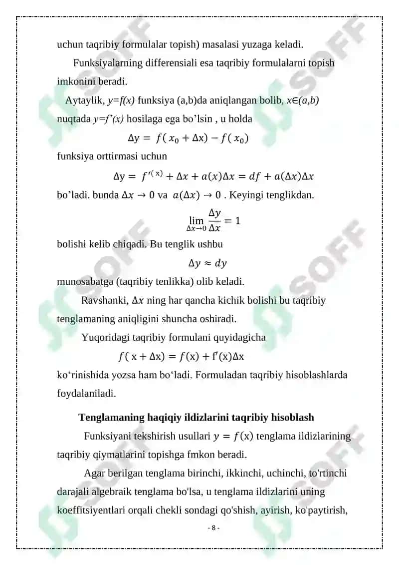 Hosila foydalanib ayniyat va tengsizliklarni isbotlash 8