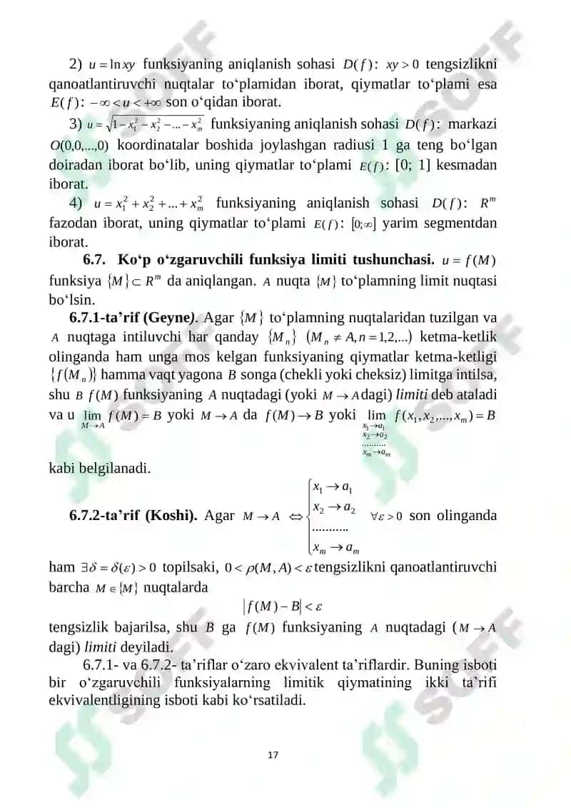 KO'P O'ZGARUVCHILI FUNKSIYA. KO'P O'ZGARUVCHILI FUNKSIVANING LIMITI VA UZLIKSIZLIGI 8