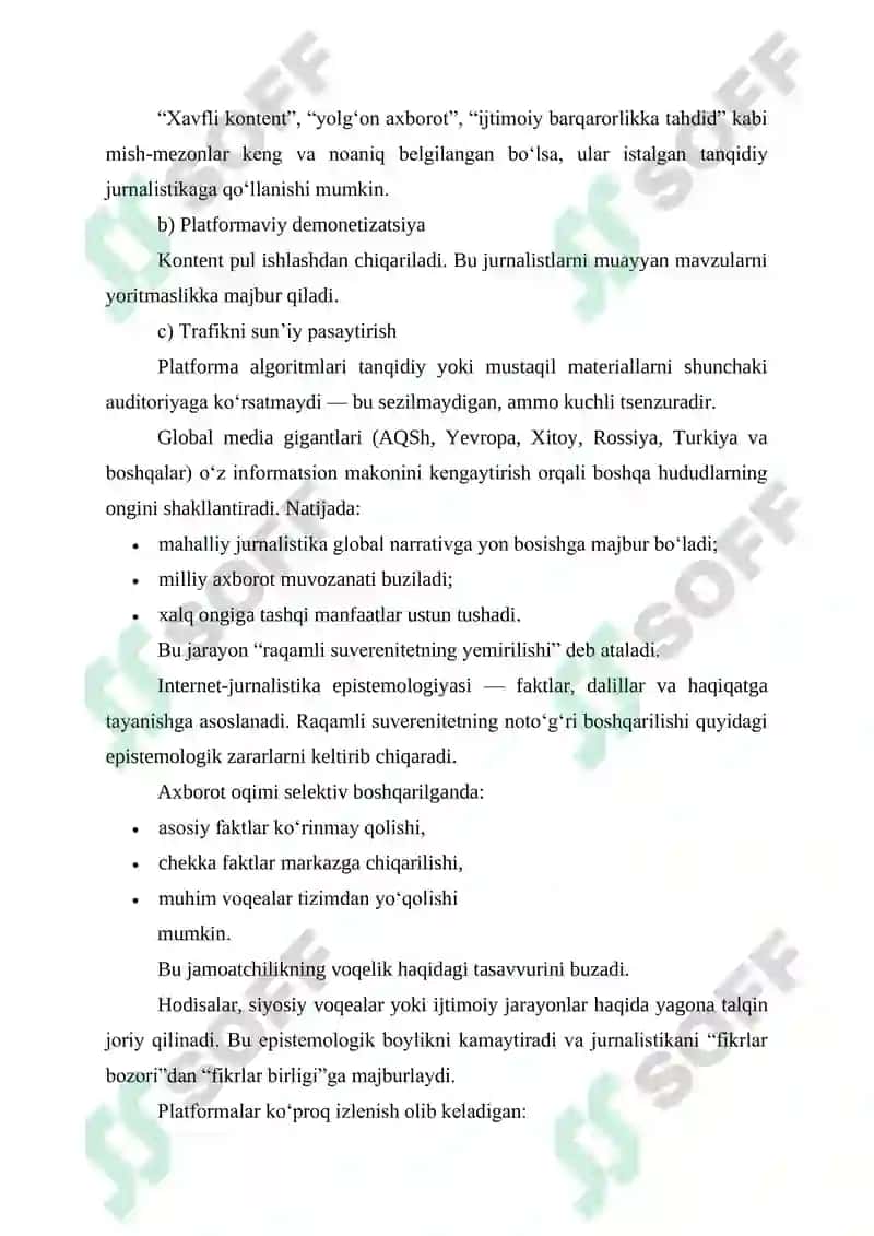 INTERNET JURNALISTIKASI VA RAQAMLI SUVERENITET: MAFKURAVIY XAVFLAR TAHLILI 8