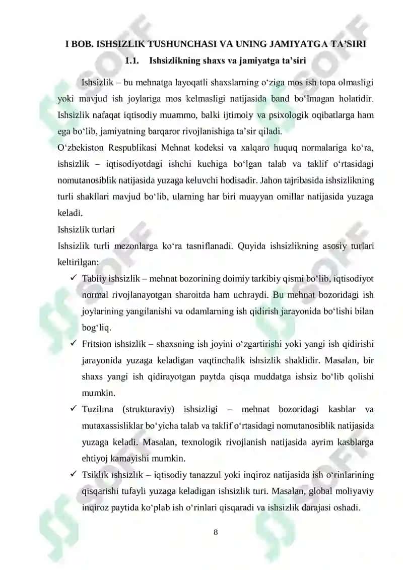 Ishsizlar va ular oilalar bilan ijtimoiy ishning alohida jihatlari 8