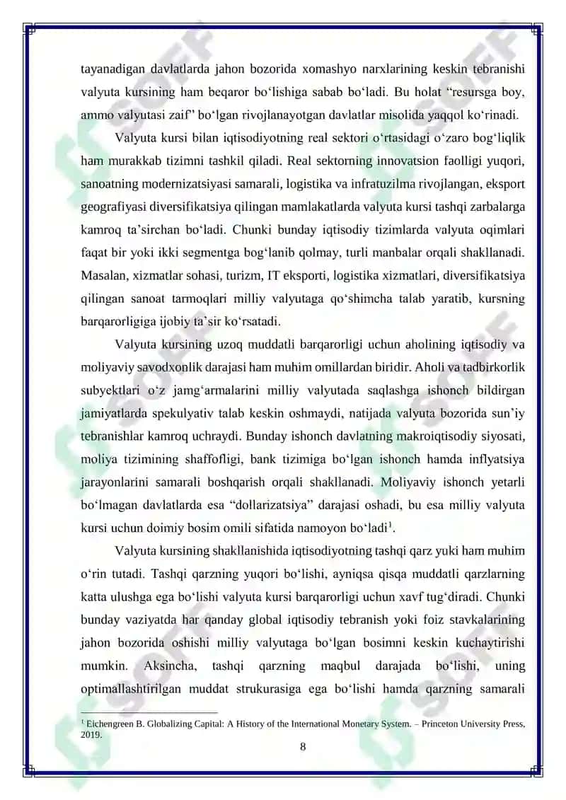 Milliy valyuta almashuv kursining xalqaro kreditlarni jalb etishga ta’siri 8