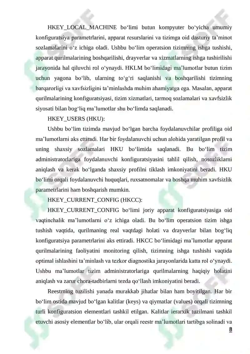 Windows operatsion tizimlarning reestrini zaxiralash va tiklash 8