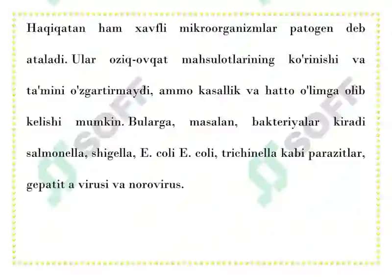 OQQ QO'LLANILGAN SHAROITDA OVQAT MAHSULOTLARINI SAQLASH, TASHISH, ISSIQ 8