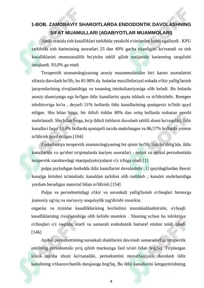 Endodontik davolash sifatini boshqarishda uslubiy yondashuvlar 8