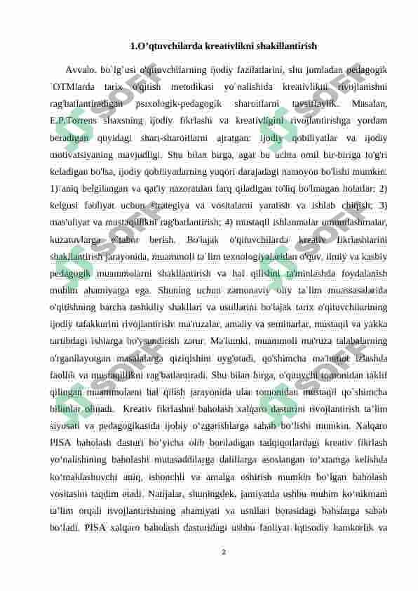 O’qtuvchilarda  kreativlikni  rivojlantirish  omillari 2