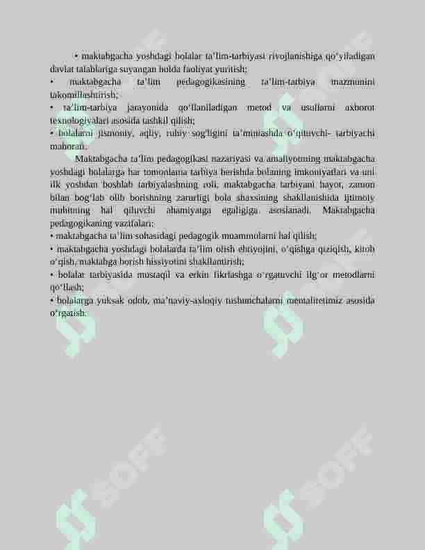 Maktabgacha ta'lim pedagogikasi fanining predmeti maqsadi va vazifalari 2