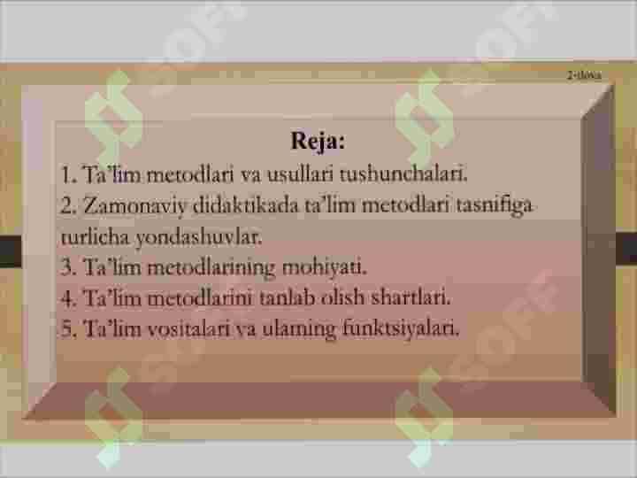 Ta'lim metodlari va vositalari 2