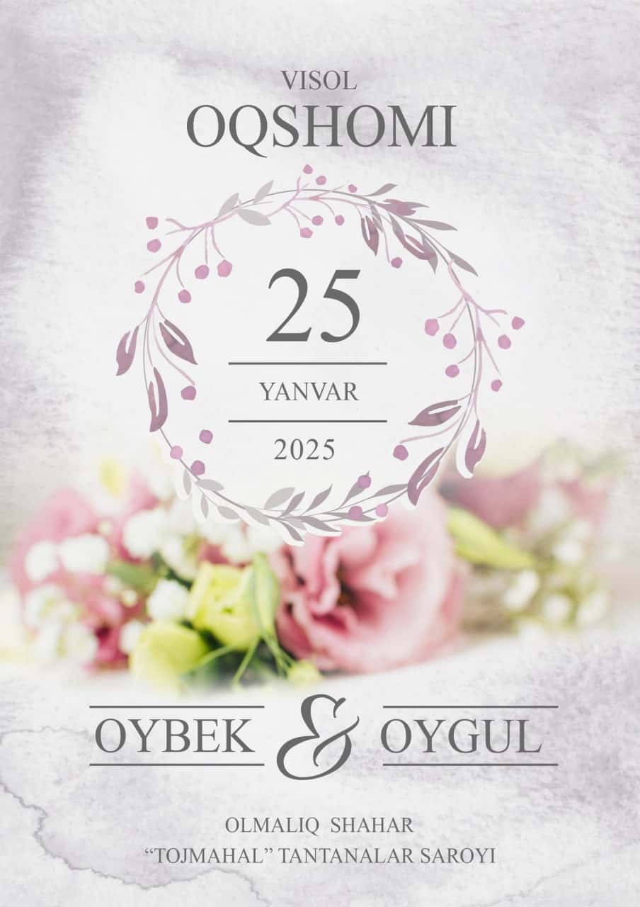 🌿 Nikoh Taklifnomasi — "Oybek & Oygul" PSD Shablon 1