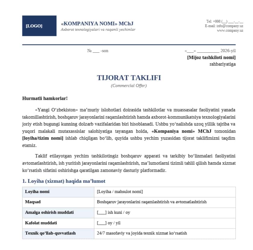 Tijorat taklifi 1