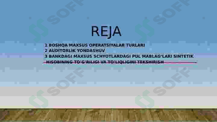 Tijorat banklaridagi boshqa maxsus schyotlar operatsiyalari  auditi 2