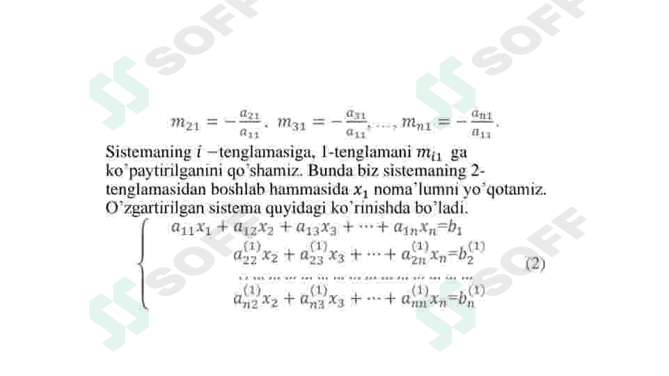 Chiziqli tenglamalar sistemasini yechishning Gauss usuli. 4