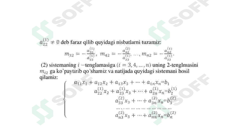Chiziqli tenglamalar sistemasini yechishning Gauss usuli. 5