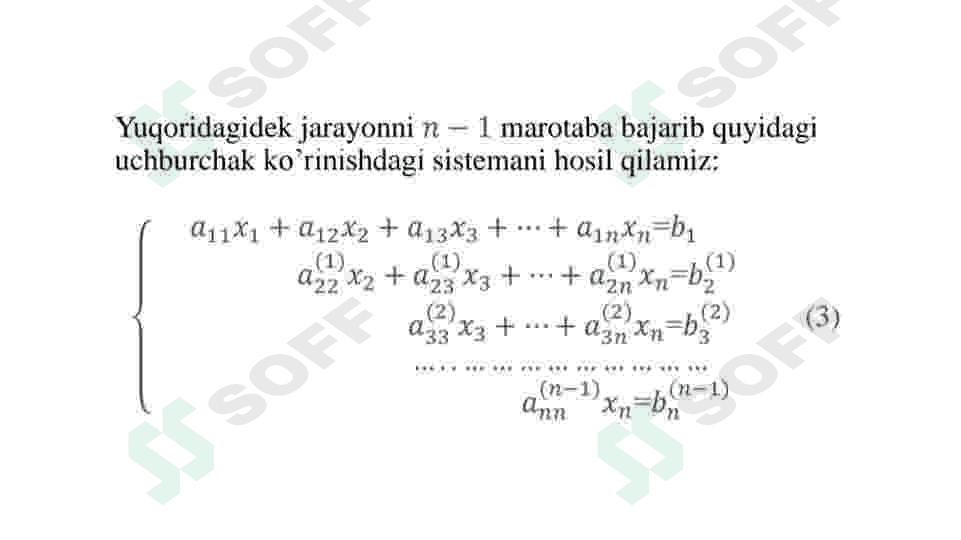 Chiziqli tenglamalar sistemasini yechishning Gauss usuli. 6