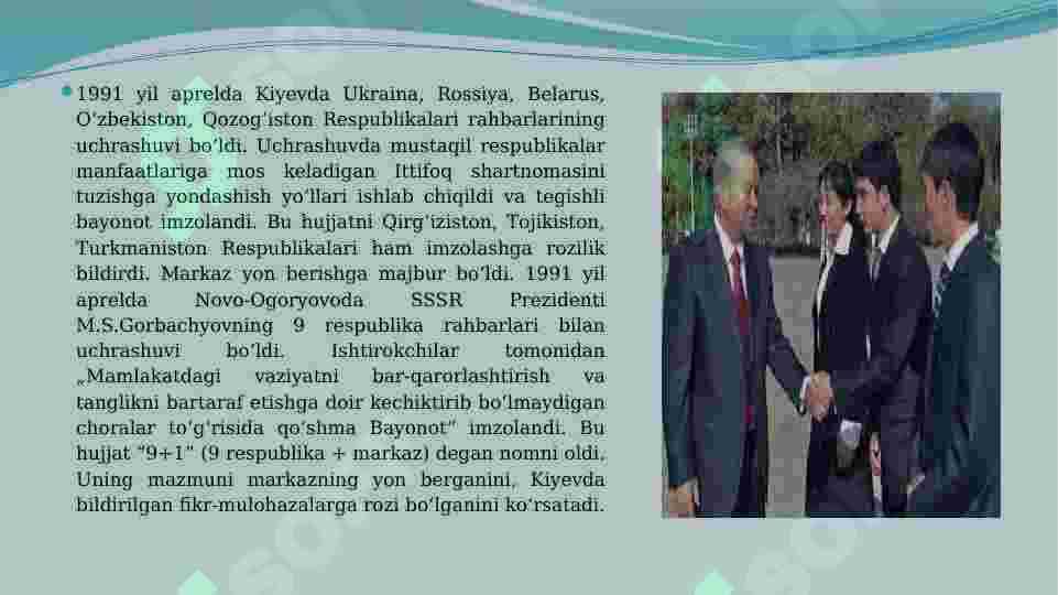 Mustaqil Oʻzbekiston Respublikasining tashkil topishi va tarixiy ahamiyati 8