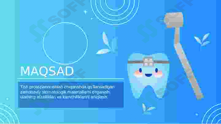 Zamonaviy xomashyolardan (vallplast, kadrotti) yoyli protezlarni tayyorlash. Ularni ijobiy va salbiy Tomonlari. Klinik-laborator bosqichlari. 8