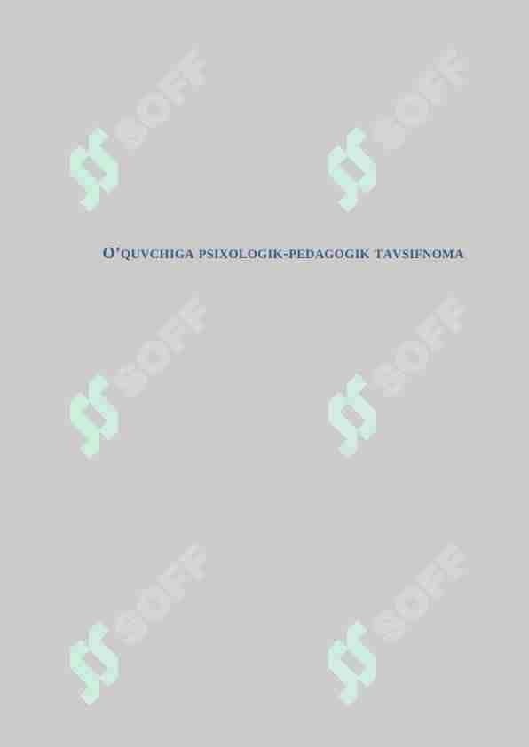 o'quvchiga psixologik-pedagogik tavsifnoma